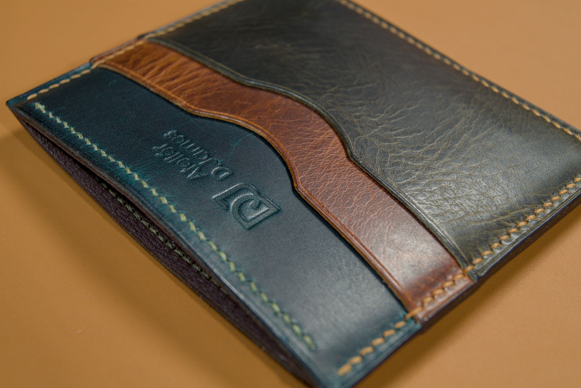 Wallet with burnished edges made from Badalassi Carlo Wax
